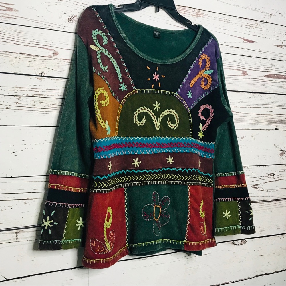 Rising International Patchwork Embroidered Sweater - Picture 2 of 4